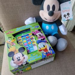 Mickey Book And Plush Mickey Mouse Bundle NEW