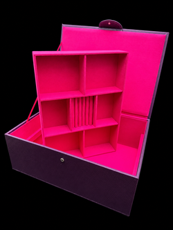 Purple Jewelry Storage Box – Removable Organizer Tray