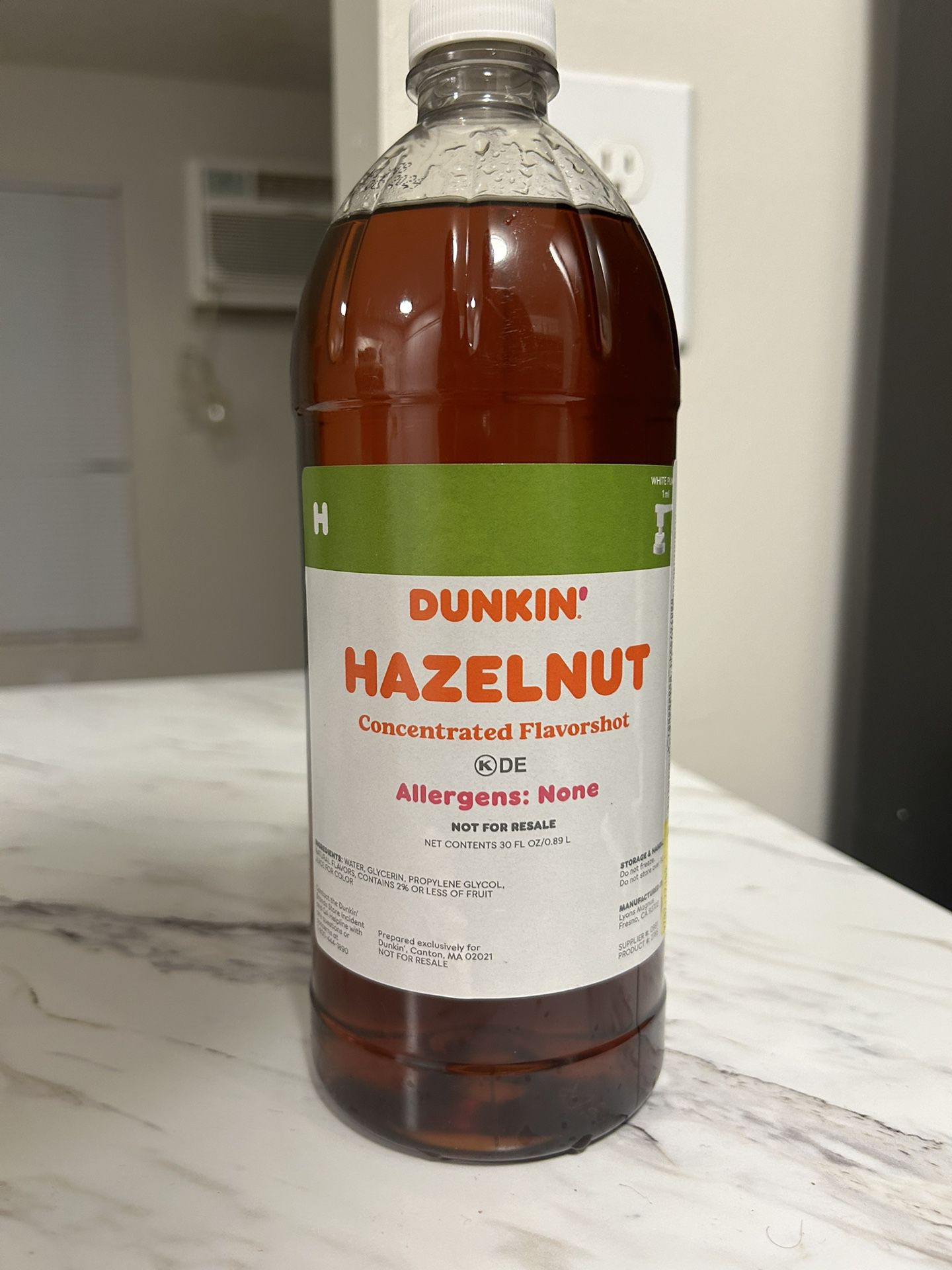 dunkin sugar free hazelnut shots
