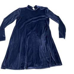 Forever21 Blue Velvet Dress, Long Sleeves Shirt Dress Holiday, Christmas Party S