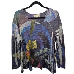 Impulse California Top Womens Medium Lightweight Blouse Soft Pockets Art To Wear