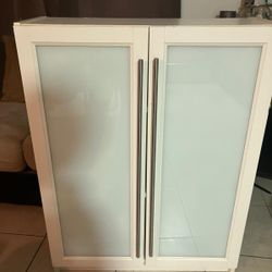 Modern Cabinet with Frosted Glass Doors – Great for Storage!