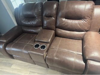 Leather loveseat and  large couch