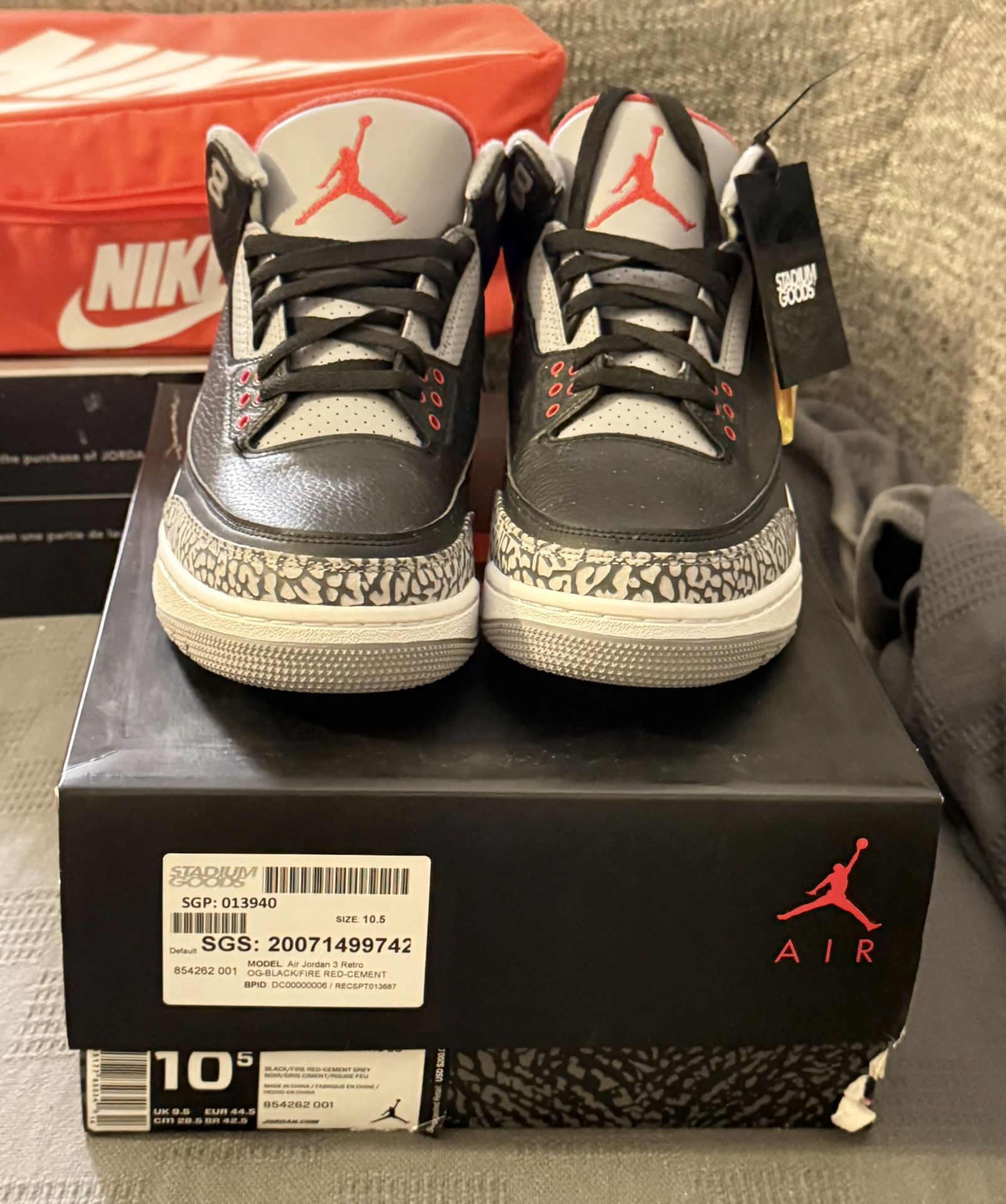 Brand New DS Nike Air Jordan 3 Retro “Black Cement” 2018 - Size 10.5