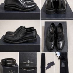 Prada Dress Shoes + Tie (New) + Leather Belt – Luxury Bundle – $750 OBO