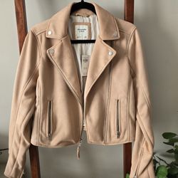 Abercrombie & Fitch Vegan Suede Moto Jacket Size Medium in Dusty Pink NEW