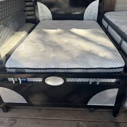 Full Size, Bed Frame, Black Mattresses, And Boxspring