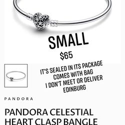 New Pandora celestial heart clasp bangle no box just the bag it came in