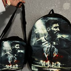 Messi kids backpack with lunch pail & Pencil Pouch 3 piece set soccer Messi new sealed