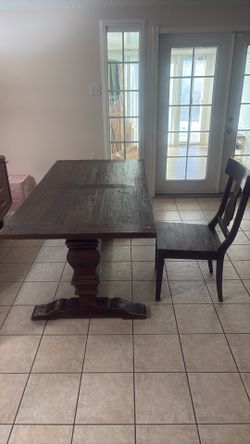 Farm style dining room table.