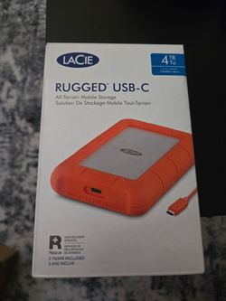 LaCie Rugged USB-C 4TB Portable Hard Drive- HDD