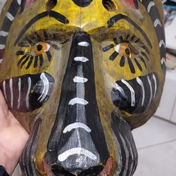 Vintage, Hand-Carved & Hand-Painted Realistic Horse Wooden Mask.