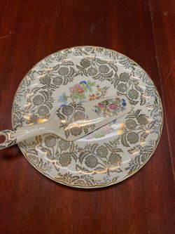 Cake server and plate (22kt gold)