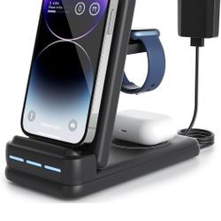 Wireless Charging Station for Apple - 3 in 1 Wireless Charging Station for iPhone15/14/13/12/Pro/Plus/11/XS/XR/X/8, Charger Stand Compatible with Appl