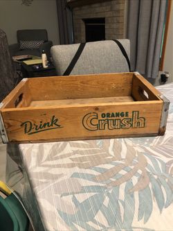 Vtg Drink Orange Crush Wood Crate Carrier - 17” X 11” X 3.5”