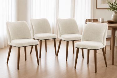 Set of 4- Beige chenille dining chair