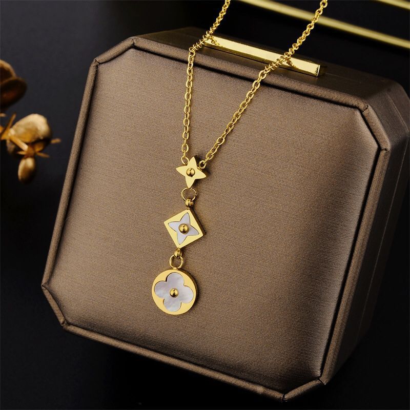 18k Gold Plated Four Leaf Lucky Clover Necklace + Bracelet Set