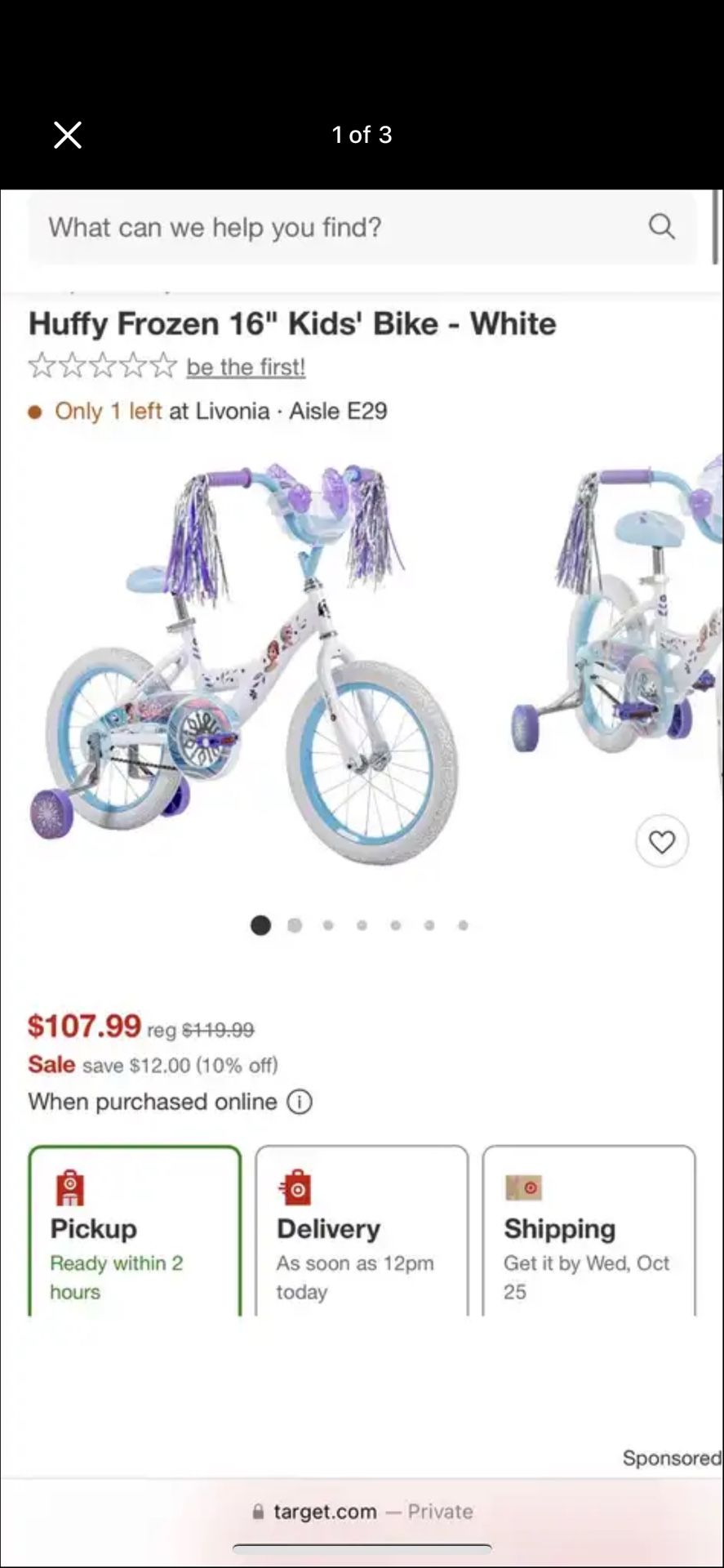 Frozen Kids Bike - In Good Condition