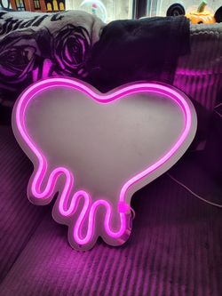 Pink Neon Dripping Heart LED Sign