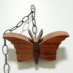 Vintage Solid Carved Wood Wall Hanging Butterfly Decor