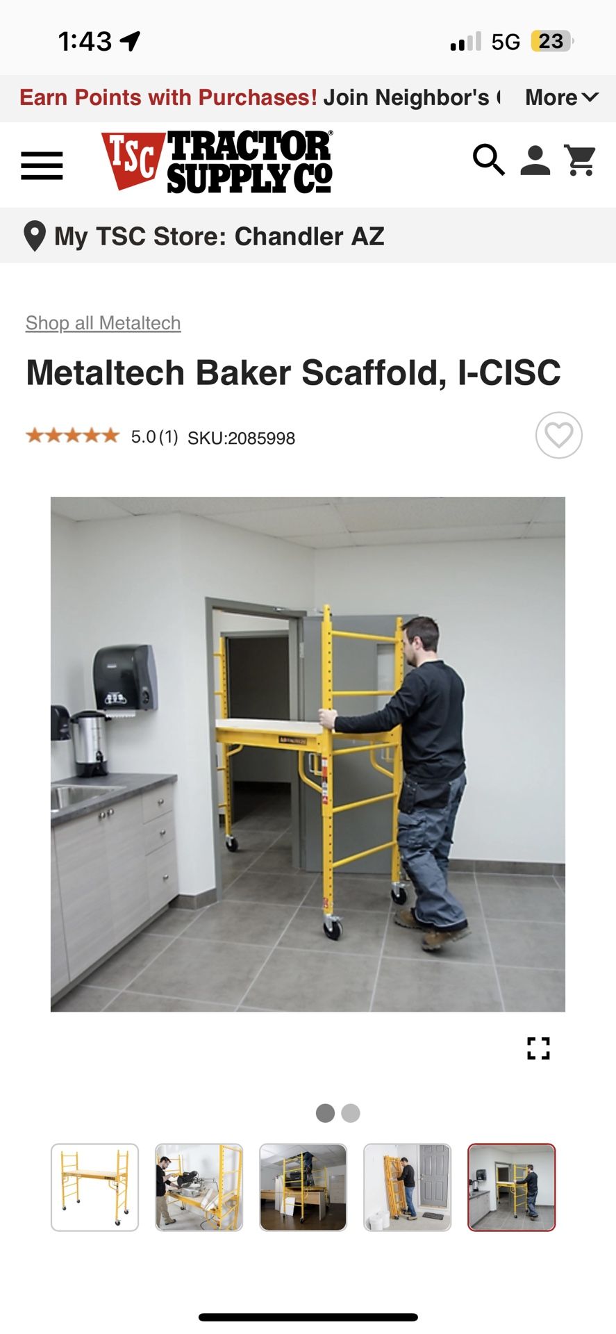 1000 Lb Capacity Baker ROLLING SCAFFOLD (Jobsite Model) 6x6.5x2.5 for Sale in San Diego, CA