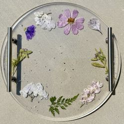 Handmade Tray With Fresh Flowers Preserved 
