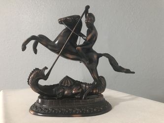 At George Slaying The Dragon Bronze Statue
