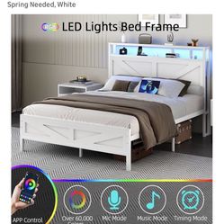 Queen Bed frame with Headboard LED