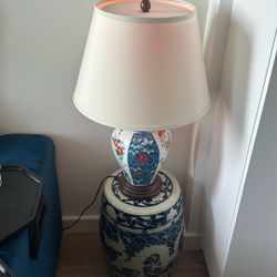 Floral Lamps and China Table Pair