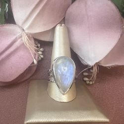 Moonstone Ring In Sterling Silver, Size 11