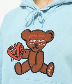 Obey Mellow Teddy Embroidered Blue Hoodie