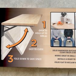 Butcher Block Folding Countertop 48”x20”