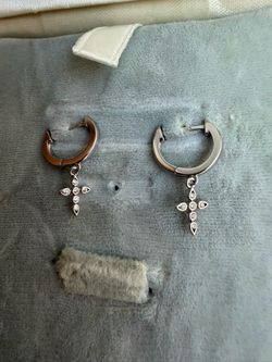 Alex and Ani 925 Sterling Silver Cross Threader Earrings