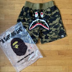 Camo Green Bape Shorts With Back Design
