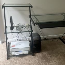 Glass and Black Desk