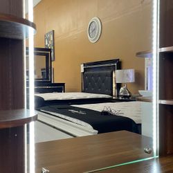 Brown LED Vanity Set with Stool