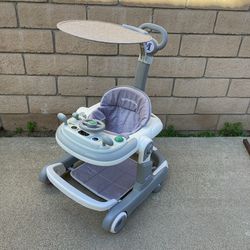 Baby Walker, Foldable Baby Walker with Height Adjustments, with Removable Feeding Tray and Play Center