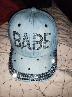 BABE Rhinestone Embellished Denim Baseball Cap