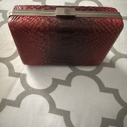 Closet Clean Out - Small Red Snakeskin Clutch - Banana Republic