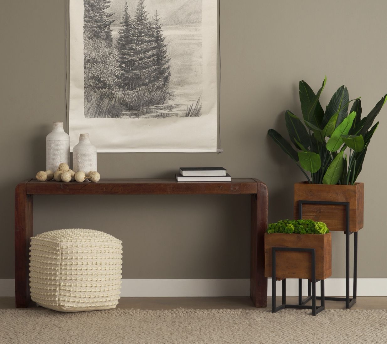 Mercana Estelle Rustic Brown 60” Reclaimed Wood Console Table