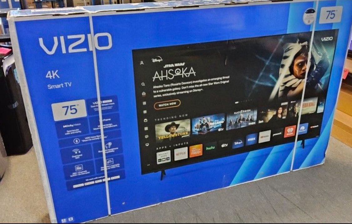 75 TV Vizio smart 4K HDTV $55 down on financing free delivery six month warranty