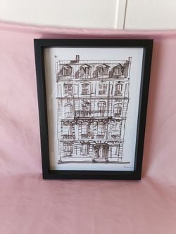 P. Deplome Framed 16" X 12" Wall Hanging of Apartment City Building Print
