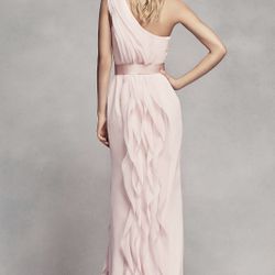 Long One-Shoulder Bridesmaid Dress with Ruffles White by Vera Wang 