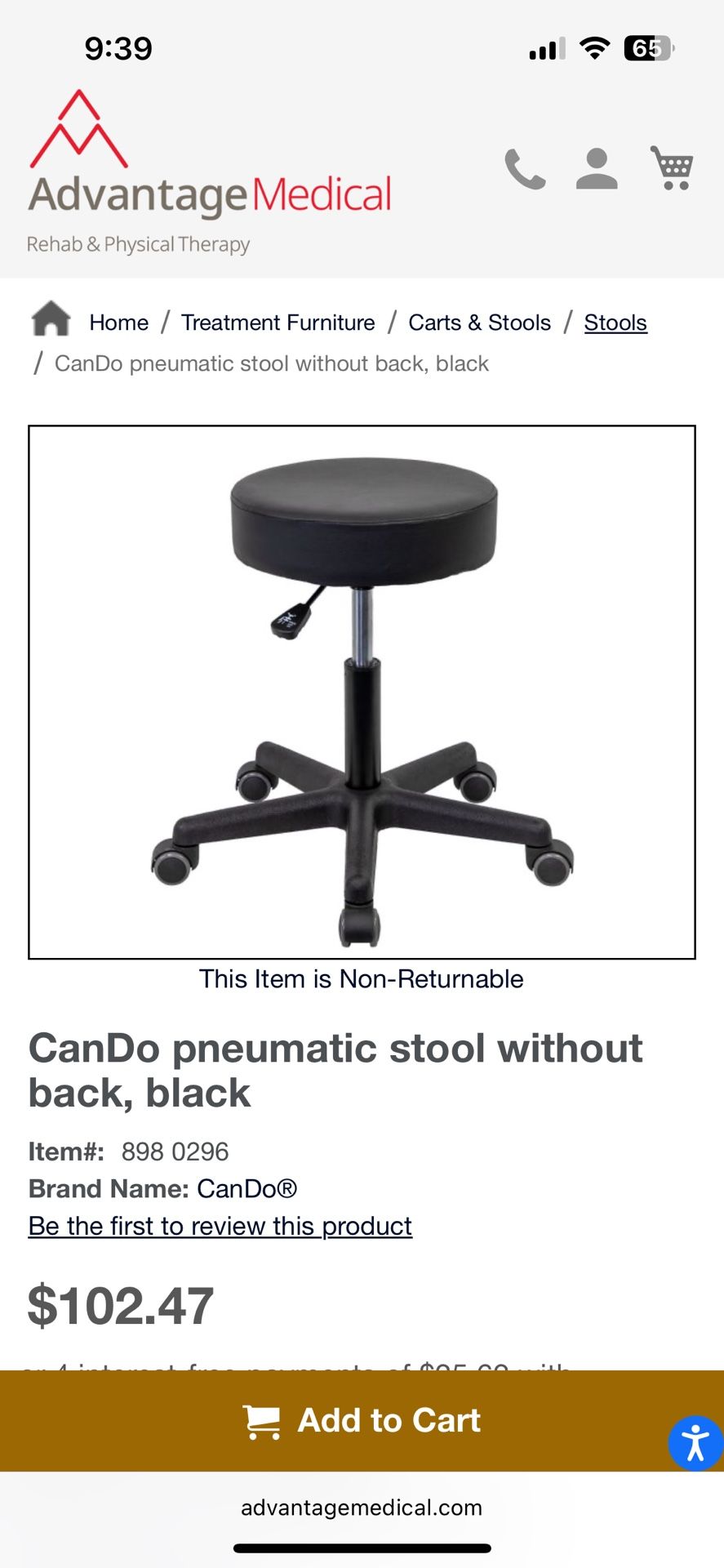 Pneumatic stool without back medical chair