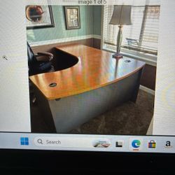 L-shaped Desk And Matching File Cabinet