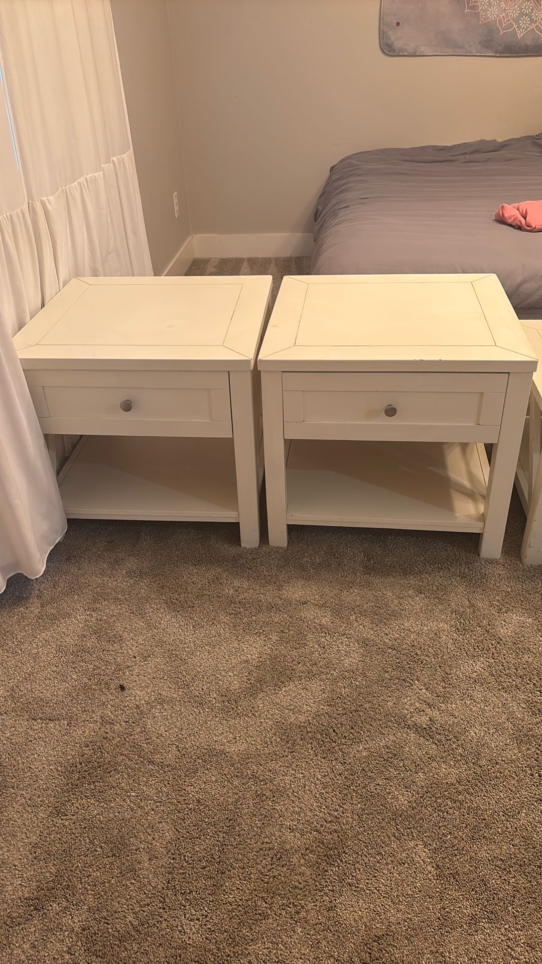 White Bedside Tables with a drawer!