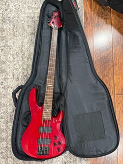 Red ESP LTD 4-String Bass Guitar + Padded Gig Bag