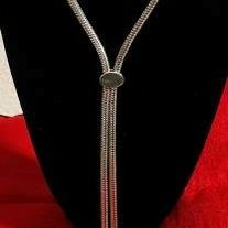 Vintage Monet Silver Tone Bolo Lariat Slide Necklace -