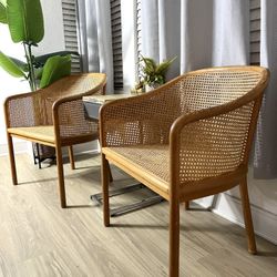 Authentic Vintage Mid-Century Modern | ICONIC WARD BENNETT CANE CHAIRS Original Tags & Cushions | Collector Set Designer