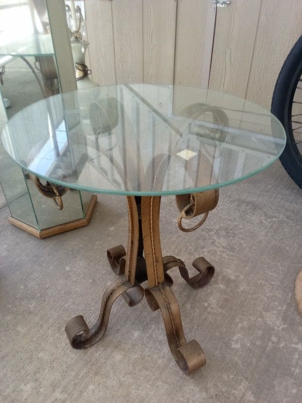 Antique Glass Table Wrought Iron Retail $355
